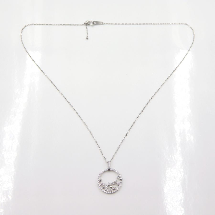 K18WGダイヤペンダントネックレス　D0.45ct　ネック長さ約44cm　重量4.12ｇ(石の重量含む)(中古)