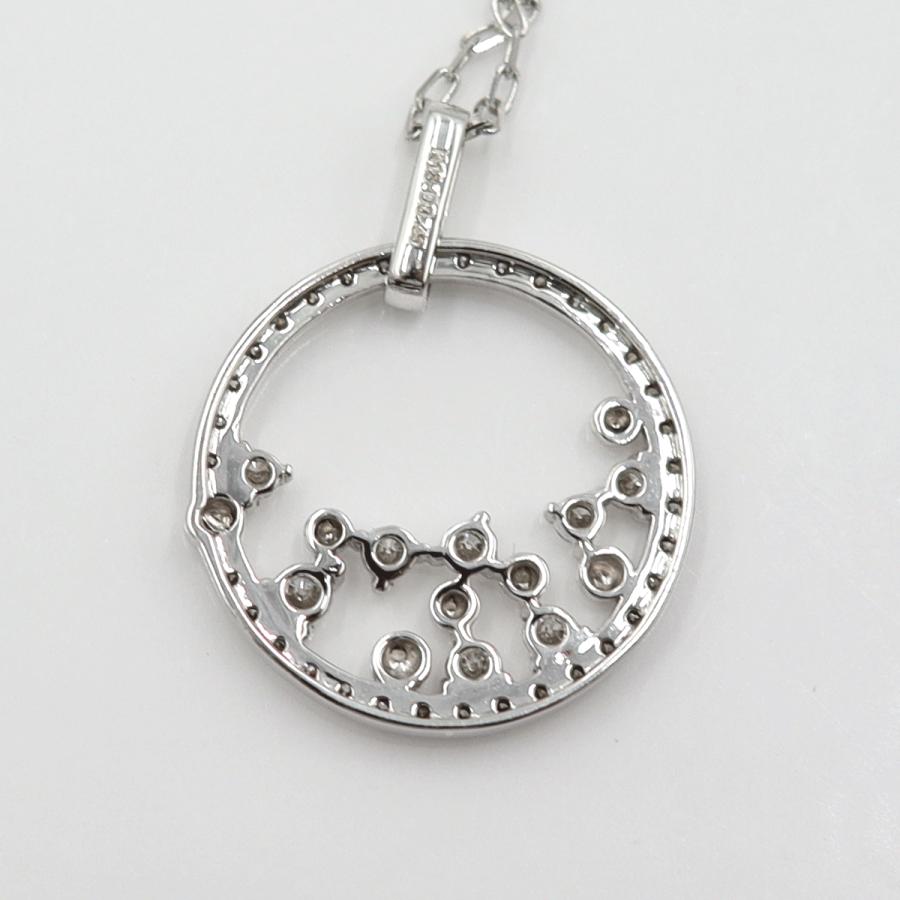 K18WGダイヤペンダントネックレス　D0.45ct　ネック長さ約44cm　重量4.12ｇ(石の重量含む)(中古)