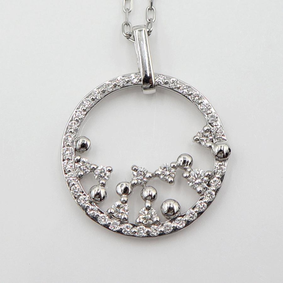 K18WGダイヤペンダントネックレス　D0.45ct　ネック長さ約44cm　重量4.12ｇ(石の重量含む)(中古)