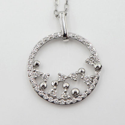 K18WGダイヤペンダントネックレス　D0.45ct　ネック長さ約44cm　重量4.12ｇ(石の重量含む)(中古)