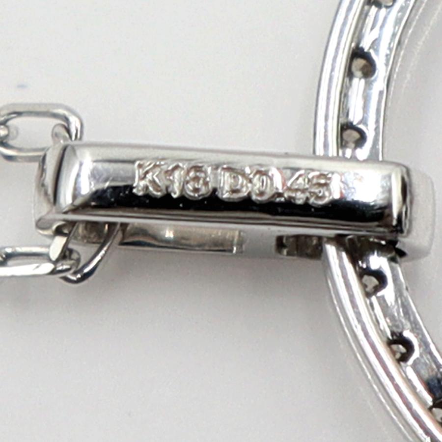 K18WGダイヤペンダントネックレス　D0.45ct　ネック長さ約44cm　重量4.12ｇ(石の重量含む)(中古)