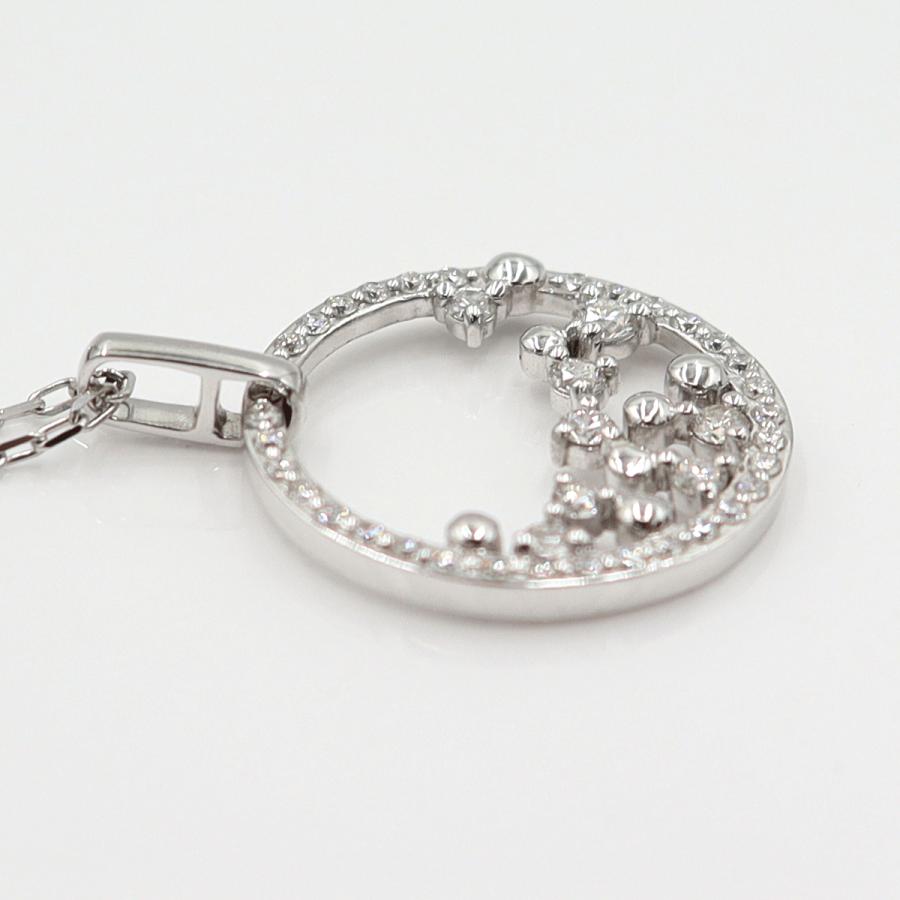K18WGダイヤペンダントネックレス　D0.45ct　ネック長さ約44cm　重量4.12ｇ(石の重量含む)(中古)