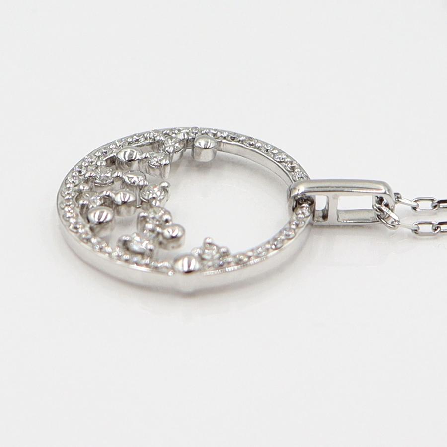 K18WGダイヤペンダントネックレス　D0.45ct　ネック長さ約44cm　重量4.12ｇ(石の重量含む)(中古)