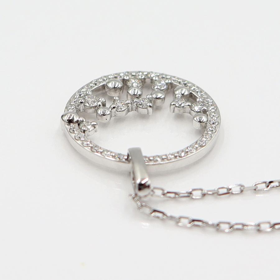 K18WGダイヤペンダントネックレス　D0.45ct　ネック長さ約44cm　重量4.12ｇ(石の重量含む)(中古)