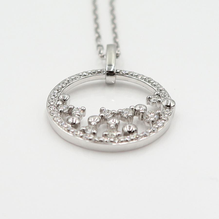 K18WGダイヤペンダントネックレス　D0.45ct　ネック長さ約44cm　重量4.12ｇ(石の重量含む)(中古)