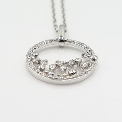 K18WGダイヤペンダントネックレス　D0.45ct　ネック長さ約44cm　重量4.12ｇ(石の重量含む)(中古)