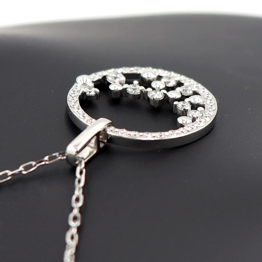 K18WGダイヤペンダントネックレス　D0.45ct　ネック長さ約44cm　重量4.12ｇ(石の重量含む)(中古)