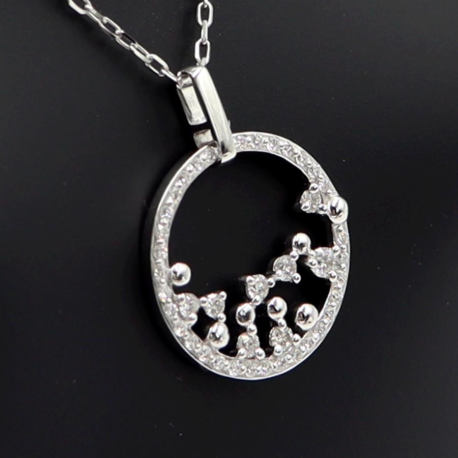 K18WGダイヤペンダントネックレス　D0.45ct　ネック長さ約44cm　重量4.12ｇ(石の重量含む)(中古)