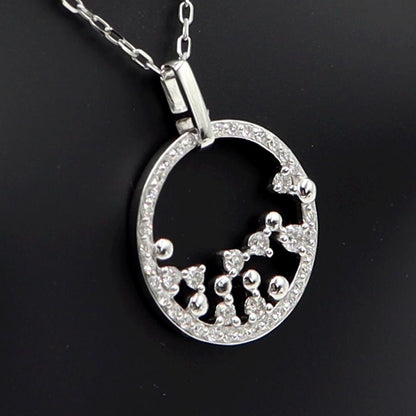 K18WGダイヤペンダントネックレス　D0.45ct　ネック長さ約44cm　重量4.12ｇ(石の重量含む)(中古)