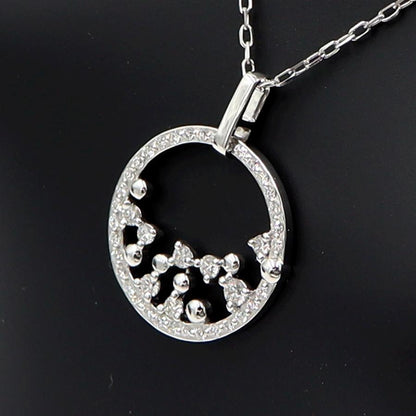 K18WGダイヤペンダントネックレス　D0.45ct　ネック長さ約44cm　重量4.12ｇ(石の重量含む)(中古)