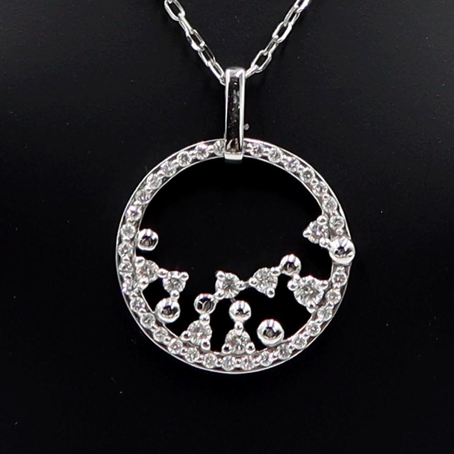 K18WGダイヤペンダントネックレス　D0.45ct　ネック長さ約44cm　重量4.12ｇ(石の重量含む)(中古)
