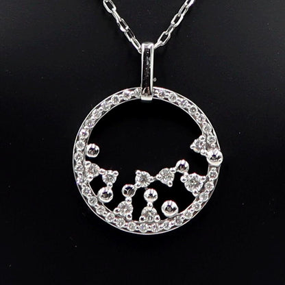 K18WGダイヤペンダントネックレス　D0.45ct　ネック長さ約44cm　重量4.12ｇ(石の重量含む)(中古)