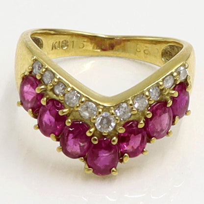 K18ルビーダイヤモンドリング　R1.50ct　D0.23ct　リングサイズ9号　重量4.11ｇ(石の重量含む)　レディース（中古）