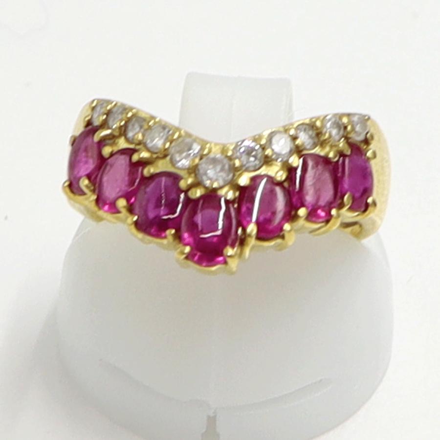 K18ルビーダイヤモンドリング　R1.50ct　D0.23ct　リングサイズ9号　重量4.11ｇ(石の重量含む)　レディース（中古）