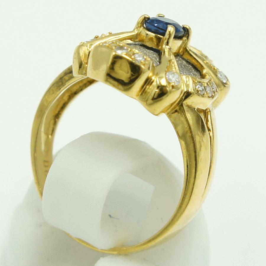 K18/Pt900サファイアダイヤモンドリング　S0.39ct　D0.16ct　リングサイズ11号　重量6.33ｇ(石の重量含む)　レディース（中古）