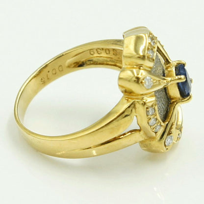 K18/Pt900サファイアダイヤモンドリング　S0.39ct　D0.16ct　リングサイズ11号　重量6.33ｇ(石の重量含む)　レディース（中古）