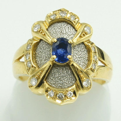 K18/Pt900サファイアダイヤモンドリング　S0.39ct　D0.16ct　リングサイズ11号　重量6.33ｇ(石の重量含む)　レディース（中古）