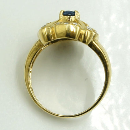 K18/Pt900サファイアダイヤモンドリング　S0.39ct　D0.16ct　リングサイズ11号　重量6.33ｇ(石の重量含む)　レディース（中古）