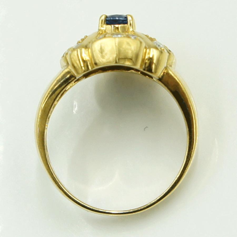 K18/Pt900サファイアダイヤモンドリング　S0.39ct　D0.16ct　リングサイズ11号　重量6.33ｇ(石の重量含む)　レディース（中古）