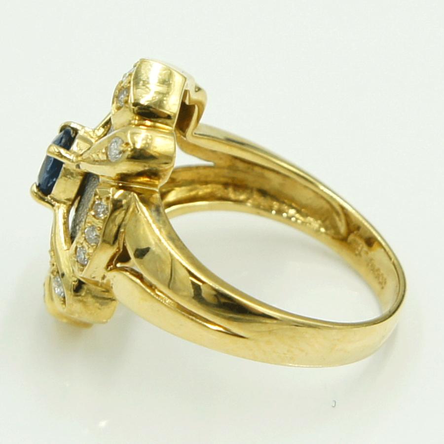 K18/Pt900サファイアダイヤモンドリング　S0.39ct　D0.16ct　リングサイズ11号　重量6.33ｇ(石の重量含む)　レディース（中古）