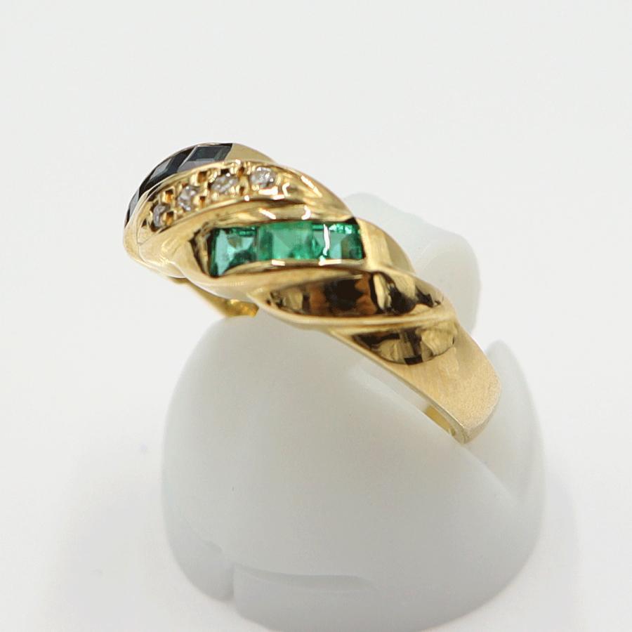 K18マルチ石リング　E0.25ct　S0.40ct　サイズ11号　重量4.89ｇ(石の重量含む) レディース(中古)