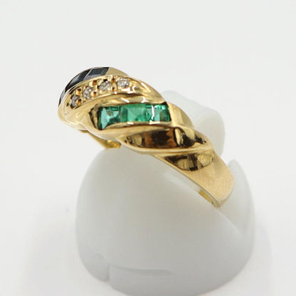 K18マルチ石リング　E0.25ct　S0.40ct　サイズ11号　重量4.89ｇ(石の重量含む) レディース(中古)