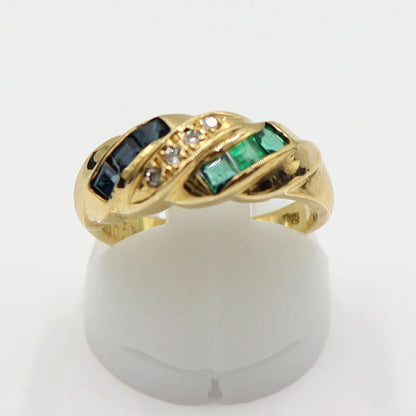 K18マルチ石リング　E0.25ct　S0.40ct　サイズ11号　重量4.89ｇ(石の重量含む) レディース(中古)