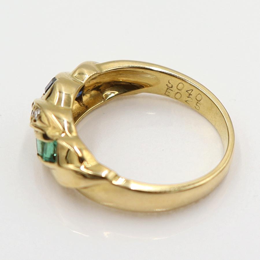 K18マルチ石リング　E0.25ct　S0.40ct　サイズ11号　重量4.89ｇ(石の重量含む) レディース(中古)