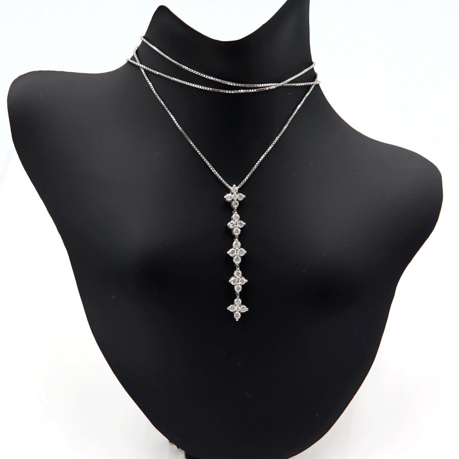 K18WGダイヤペンダントネックレス　D0.62ct　ネック長さ約44cm　重量4.20ｇ(石の重量含む)(中古)