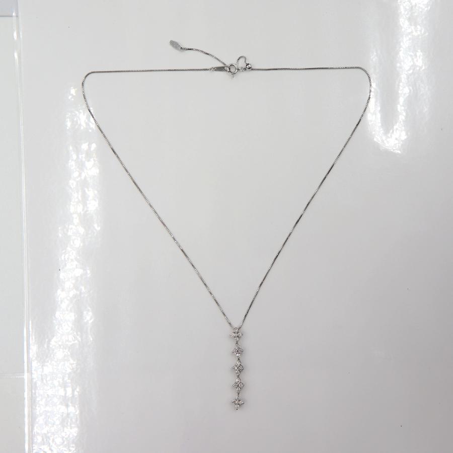 K18WGダイヤペンダントネックレス　D0.62ct　ネック長さ約44cm　重量4.20ｇ(石の重量含む)(中古)
