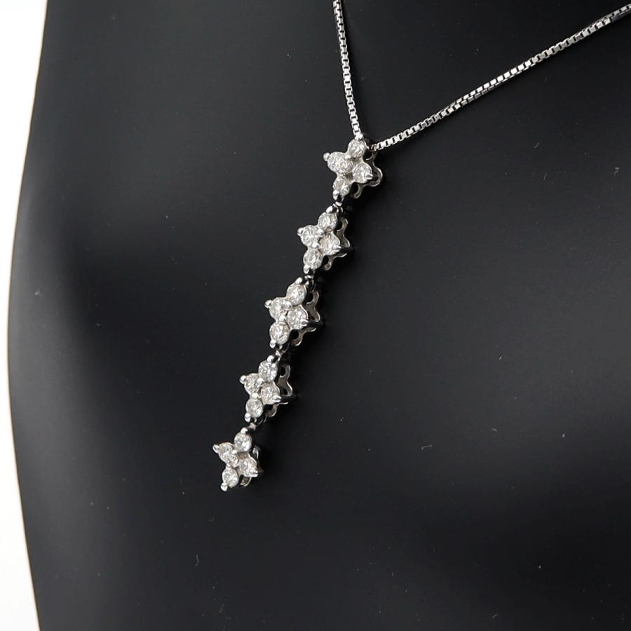 K18WGダイヤペンダントネックレス　D0.62ct　ネック長さ約44cm　重量4.20ｇ(石の重量含む)(中古)