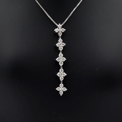 K18WGダイヤペンダントネックレス　D0.62ct　ネック長さ約44cm　重量4.20ｇ(石の重量含む)(中古)