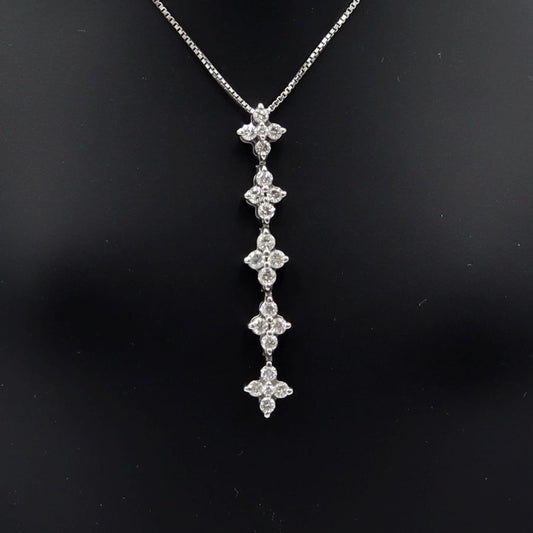 K18WGダイヤペンダントネックレス　D0.62ct　ネック長さ約44cm　重量4.20ｇ(石の重量含む)(中古)