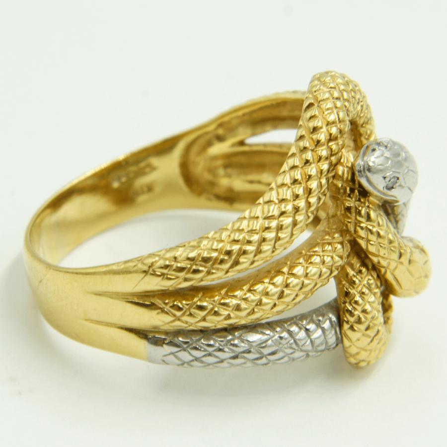 K18/Pt900ファッションリング「蛇・ヘビ・スネーク」リング22号　重量11.80ｇ（中古）