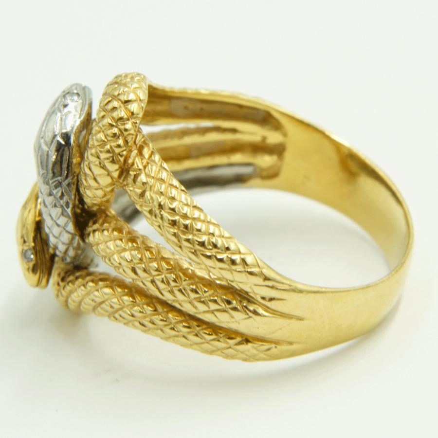 K18/Pt900ファッションリング「蛇・ヘビ・スネーク」リング22号　重量11.80ｇ（中古）