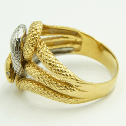 K18/Pt900ファッションリング「蛇・ヘビ・スネーク」リング22号　重量11.80ｇ（中古）