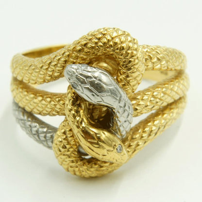 K18/Pt900ファッションリング「蛇・ヘビ・スネーク」リング22号　重量11.80ｇ（中古）