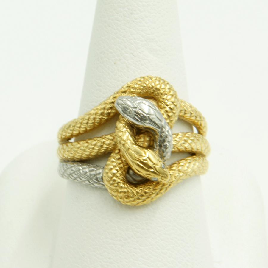 K18/Pt900ファッションリング「蛇・ヘビ・スネーク」リング22号　重量11.80ｇ（中古）