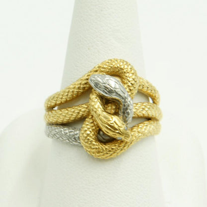 K18/Pt900ファッションリング「蛇・ヘビ・スネーク」リング22号　重量11.80ｇ（中古）