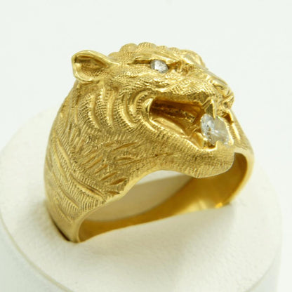 K18ダイヤモンドリング　「トラ・タイガー」リング18号　D0.25　重量20.73ｇ(石の重量込み）（中古）