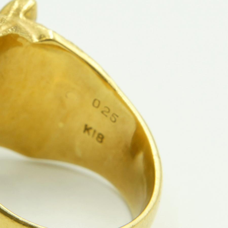 K18ダイヤモンドリング　「トラ・タイガー」リング18号　D0.25　重量20.73ｇ(石の重量込み）（中古）