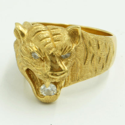 K18ダイヤモンドリング　「トラ・タイガー」リング18号　D0.25　重量20.73ｇ(石の重量込み）（中古）
