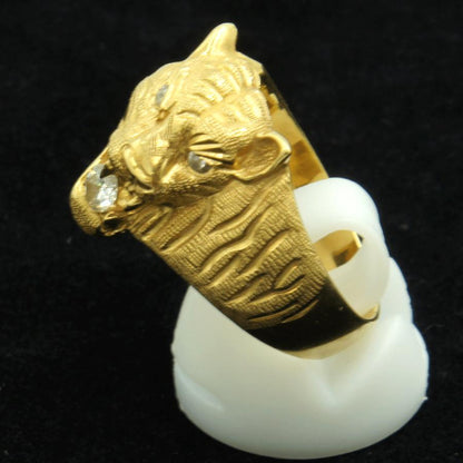 K18ダイヤモンドリング　「トラ・タイガー」リング18号　D0.25　重量20.73ｇ(石の重量込み）（中古）