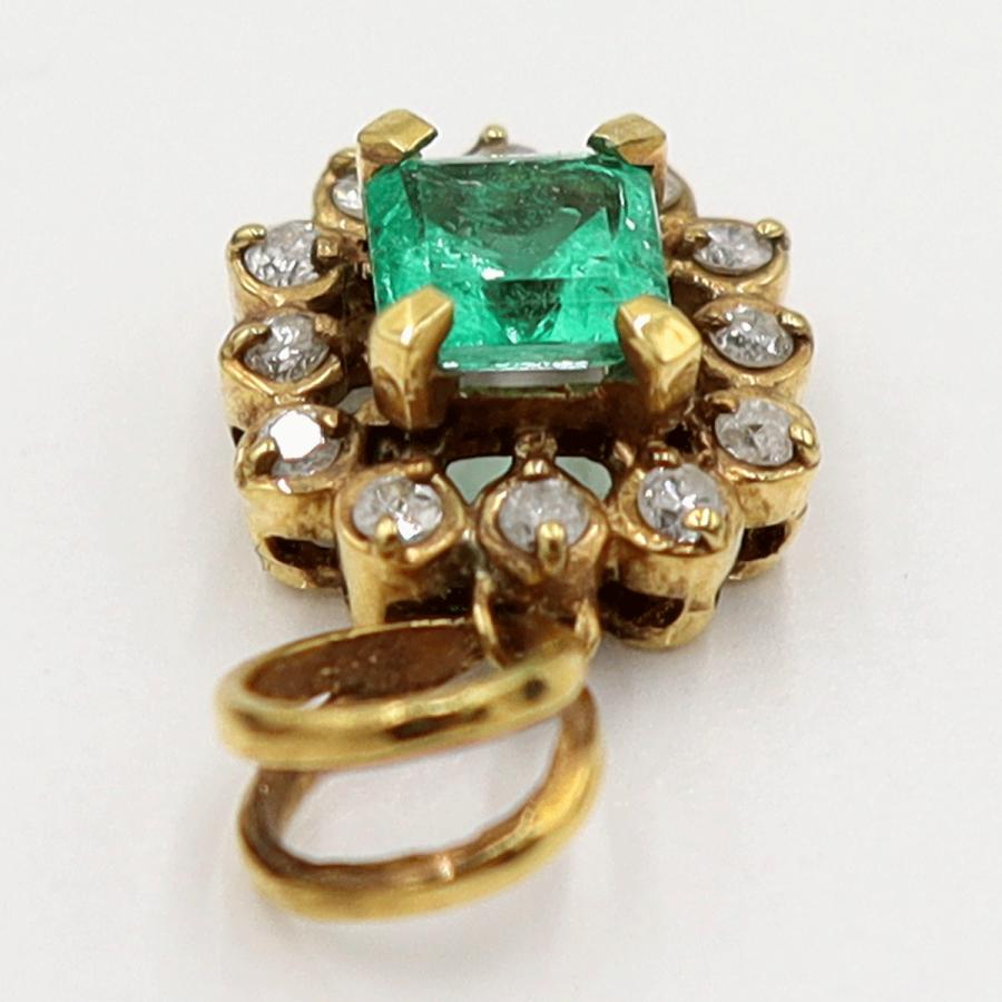 K18エメラルドペンダントトップ　E0.40ct　D0.15ct　重量1.67ｇ(石の重量含む)　レディース(中古)