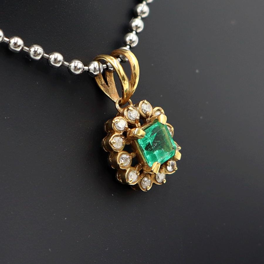 K18エメラルドペンダントトップ　E0.40ct　D0.15ct　重量1.67ｇ(石の重量含む)　レディース(中古)