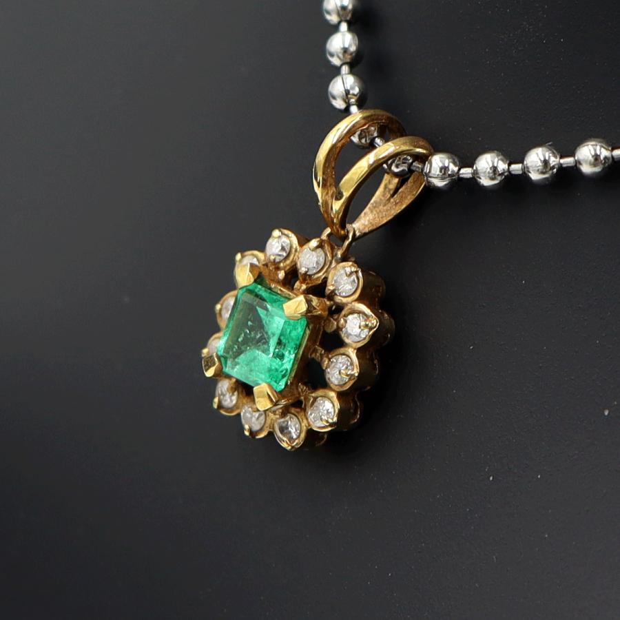 K18エメラルドペンダントトップ　E0.40ct　D0.15ct　重量1.67ｇ(石の重量含む)　レディース(中古)