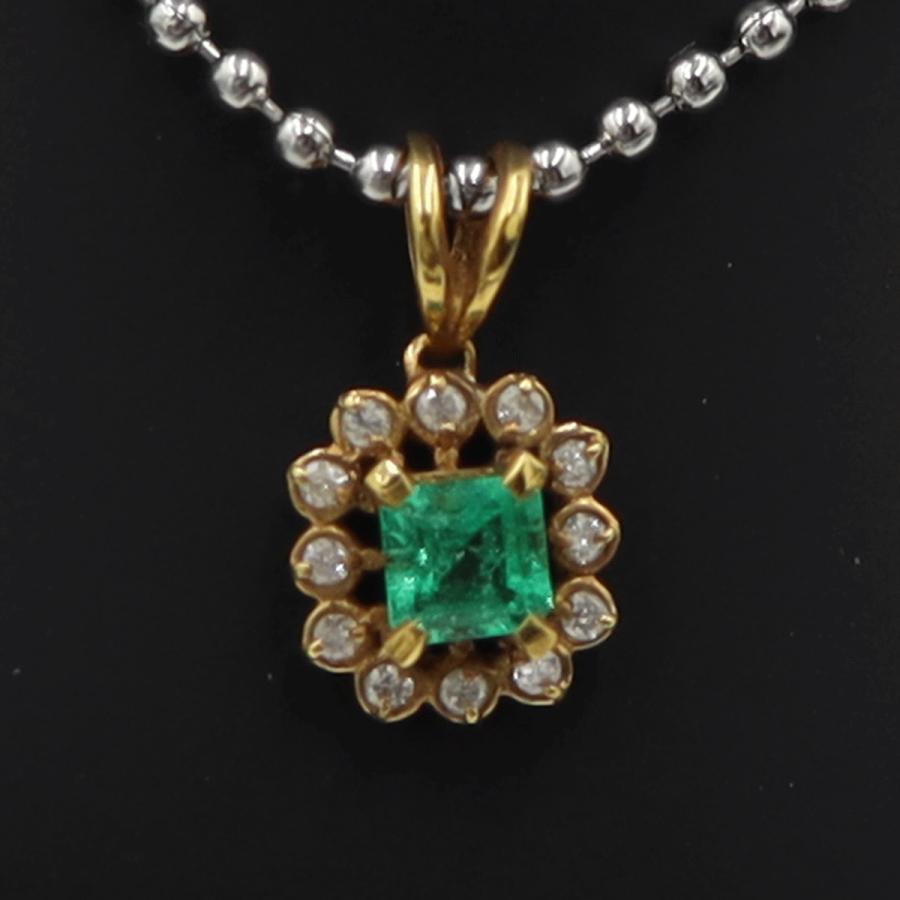 K18エメラルドペンダントトップ　E0.40ct　D0.15ct　重量1.67ｇ(石の重量含む)　レディース(中古)