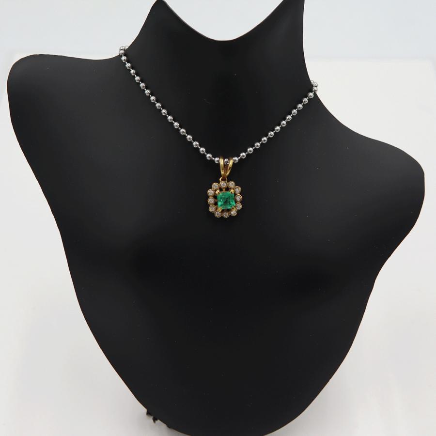 K18エメラルドペンダントトップ　E0.40ct　D0.15ct　重量1.67ｇ(石の重量含む)　レディース(中古)