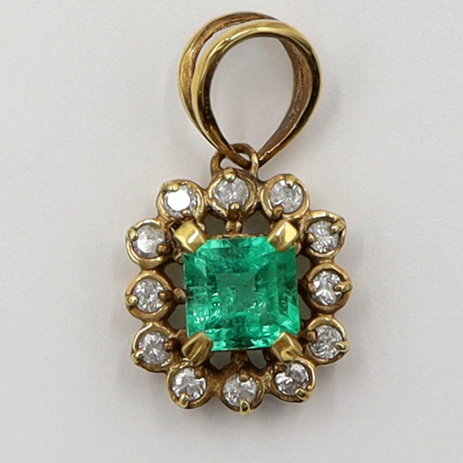 K18エメラルドペンダントトップ　E0.40ct　D0.15ct　重量1.67ｇ(石の重量含む)　レディース(中古)