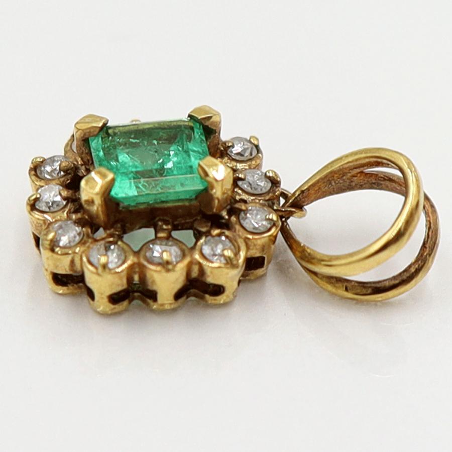 K18エメラルドペンダントトップ　E0.40ct　D0.15ct　重量1.67ｇ(石の重量含む)　レディース(中古)